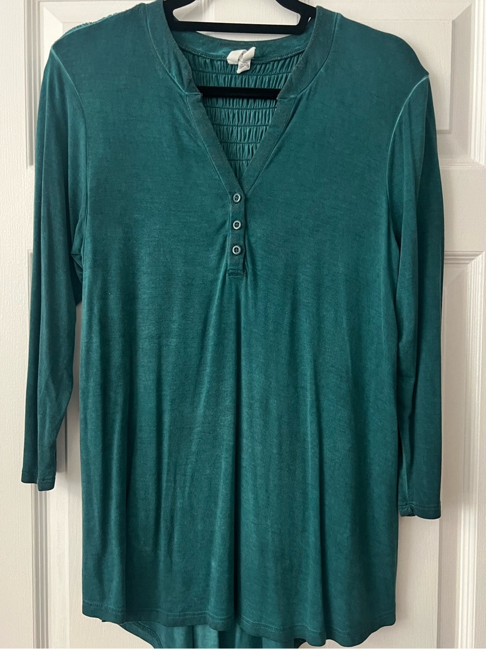 Cable & Gauge long-sleeve knit Henley tunic top dark green Sz M